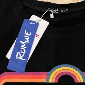 Romwe Tag You are it XL Black T-shirt